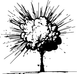 Explosion sketch drawing illustration