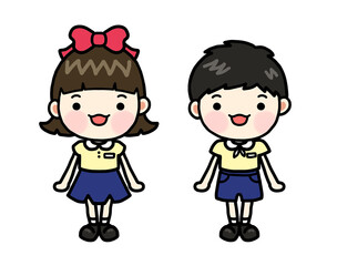 Obraz na płótnie Canvas Girl and Boy Cute character
