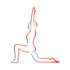 Silhouette of human doing yoga on white background