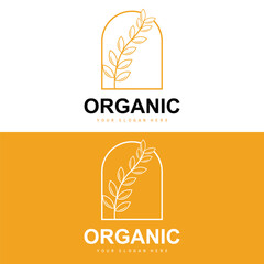 Wheat Rice Logo, Agricultural Organic Plants Vector, Luxury Design Golden Bakery Ingredients