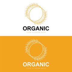 Wheat Rice Logo, Agricultural Organic Plants Vector, Luxury Design Golden Bakery Ingredients