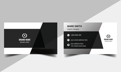 Creative and Clean Black Accents landscape orientation Business Card design
