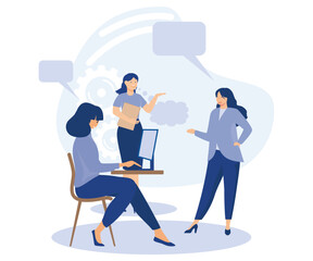 Partnership concept, Discussion, collaboration project, business fundraising, startup investment, brainstorming, work together and share opinion, flat vector modern illustration
