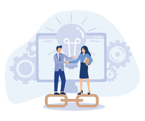 Partnership concept, Discussion, collaboration project, business fundraising, startup investment, brainstorming, work together and share opinion, flat vector modern illustration