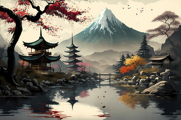 Beauty in Simplicity: A Journey Through Japanese Landscape Art | AI Generative