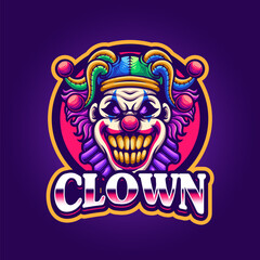 Obraz premium Scary face clown mascot gaming logo design