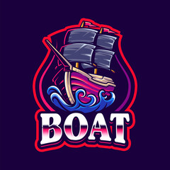 Battleship mascot logo design. Warship vector illustration. Logo illustration for mascot or symbol and identity, emblem sports or e-sports gaming team
