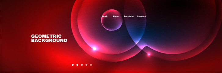 Shiny neon circles and bubbles, dark abstract background with blurred magic neon light, wallpaper design