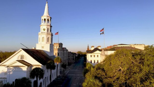 charleston sc, south carolina aerial saint michael's church