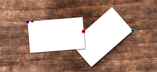 perspective view of white blank business card on old wood texture floor