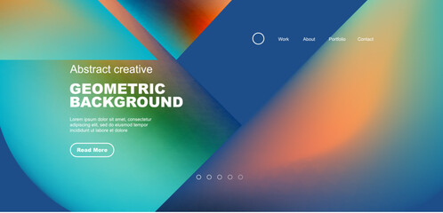 Geometric landing page background. Fluid colors and simple shapes abstract composition. Vector illustration for wallpaper, banner, background, leaflet, catalog, cover, flyer
