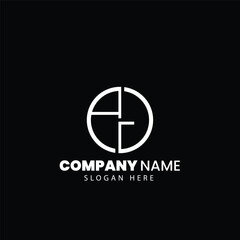 Creative and Minimalist Letter AJ JA Logo Design Icon, Editable in Vector Format in Black and White Color