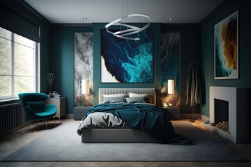 Designing a contemporary bedroom with flair. Generative AI