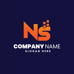Creative and Minimalist Letter NS SN Logo Design Icon, Editable in Vector Format in Black and White Color