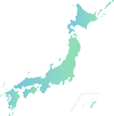 日本地図のシルエットイラスト　グラデーション