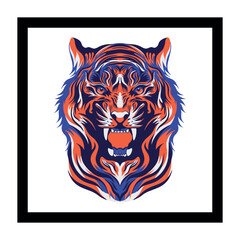 A framed picture of a tiger for wall decoration print art
