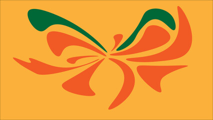 Abstract Butterfly, Orange and Green on a Yellow Backdrop
