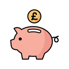 Piggy Bank Icon Vector Design Template