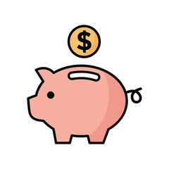 Piggy Bank Icon Vector Design Template