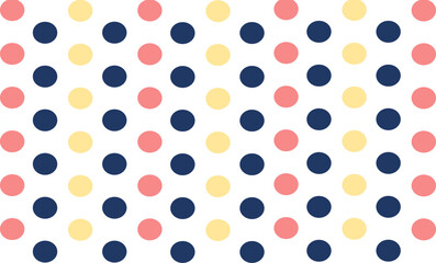 Yellow, pink and blue polka dot repeat pattern, replete image, design for fabric printing or wallpaper