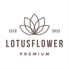 retro vintage lotus logo design, spa logo inspiration, nature design template vector