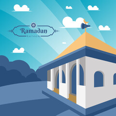 Ramadan kareem illustration of Indonesian mosque design
