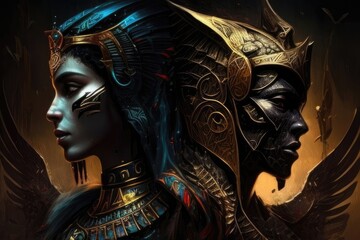 The Myth of Isis and Osiris A story of the two gods who were in love and whose deaths brought about a great change in the universe. AI generation.