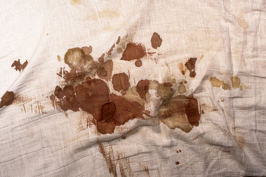 Blood Stains on a bed sheet Stock Photo