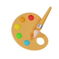 wooden palette with brushes