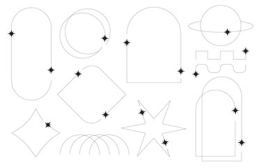 Blank futuristic line icon in y2k style for sticker,tattoo,card