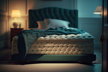 Mattress for bed in bedroom. Generative AI