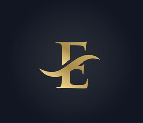letter E wave sign logo
