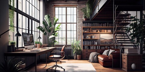 modern home office for remote work by generative AI