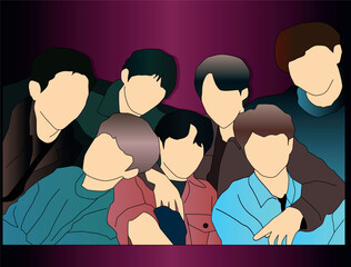 Kpop idol boys group. flat design style vector illustration colored image.