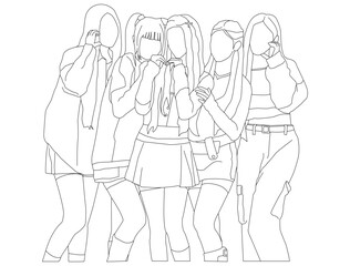 Kpop idol girl group. flat design style vector illustration  image.