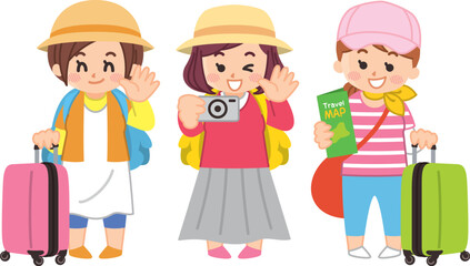 女子旅に出かける女の子　旅行　トラベル