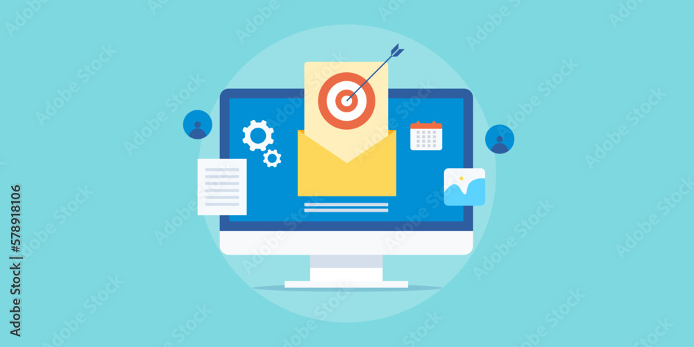 Wall mural email marketing automation software sending business promotion message to target customers, increasi