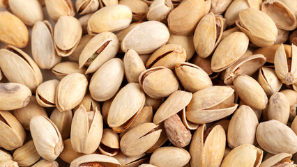 ripe pistachios on the table close-up macro