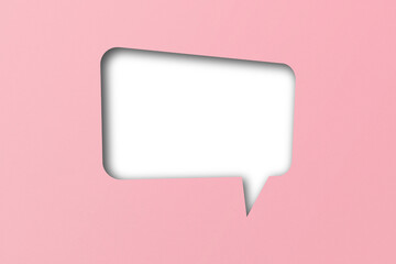 Pink paper cut out shape speech bubble transparent background