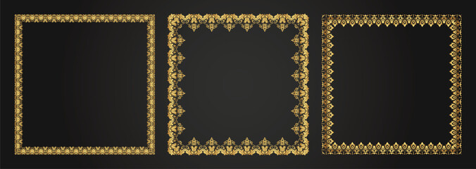 Decorative Isolated frames. Retro ornamental frame, vintage Square ornaments & ornate border. Decorative wedding frames, antique museum picture borders or deco dividers. vector art