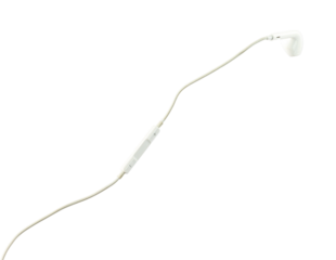 The mic of an earphone isolated on white background