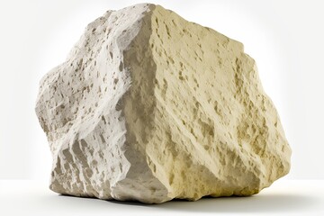 Obraz premium Limestone stone in its natural, unprocessed state, against a white background. Generative AI