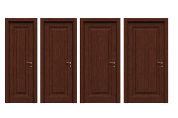 Fototapeta premium interior doors isolate on a transparent background, interior furniture, 3D illustration, cg render