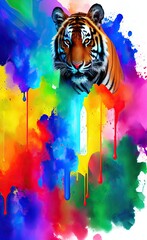 tiger on the wall created with Generative AI technology