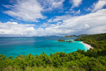 Fototapeta na wymiar Picturesque Trunk Bay is a Caribbean paradise in St John, US Virgin Islands