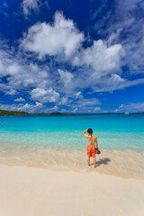 Fototapeta na wymiar Trunk Bay is one of the best snorkeling beaches of St John, US Virgin Islands in the Caribbean 