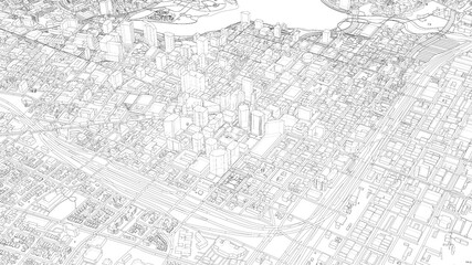 Fototapeta na wymiar Cityscape Sketch. 3d illustration