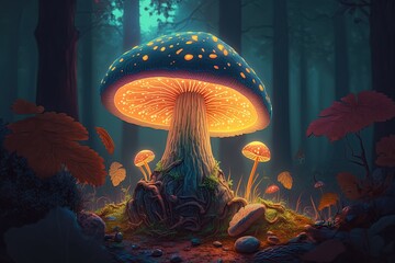 Fototapeta na wymiar Mushroom in the forest. Generative AI 