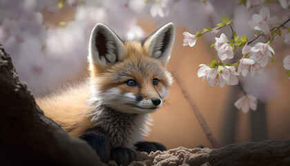 fox in a cherry grove