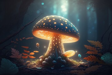 Fototapeta na wymiar Mushroom in the forest. Generative AI 